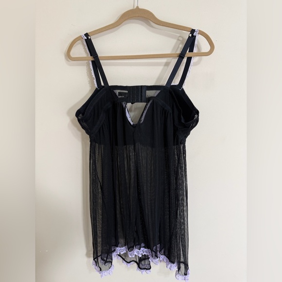 NWT TORRID Black Sheer Mesh Lace Trim Padded Babydoll Lingerie Boudoir Size 2X - Picture 2 of 11